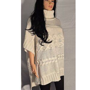 LOFT oversized Pancho style sweater, Turtleneck, white in size Large